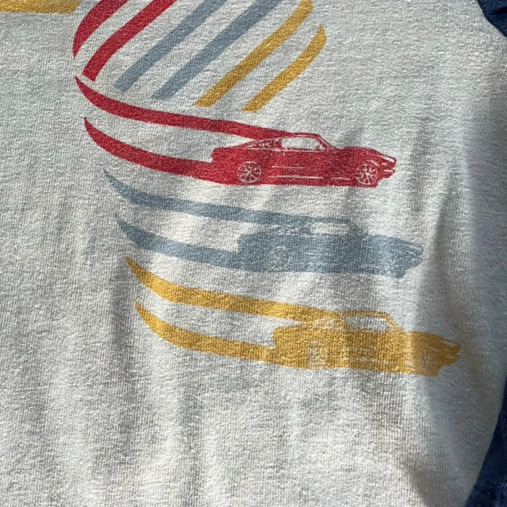 Hanna Andersson Baseball Raglan Tee Retro Car Graphic Curved Hem Size 4
